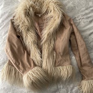 Pacsun tan fur lined jacket ( fur cuffs / fur collar )